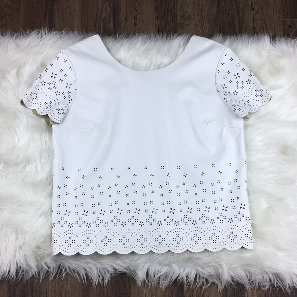 Chelsea & Violet Open Back White Faux Leather Top